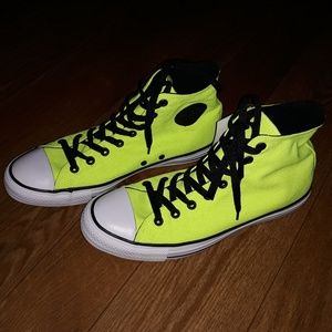Neon Yellow High Top Converse